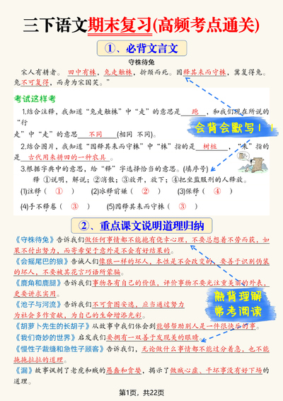 2026年三年级下册语文期末复习全册知识点高频考点通关（22页） - 少儿专区