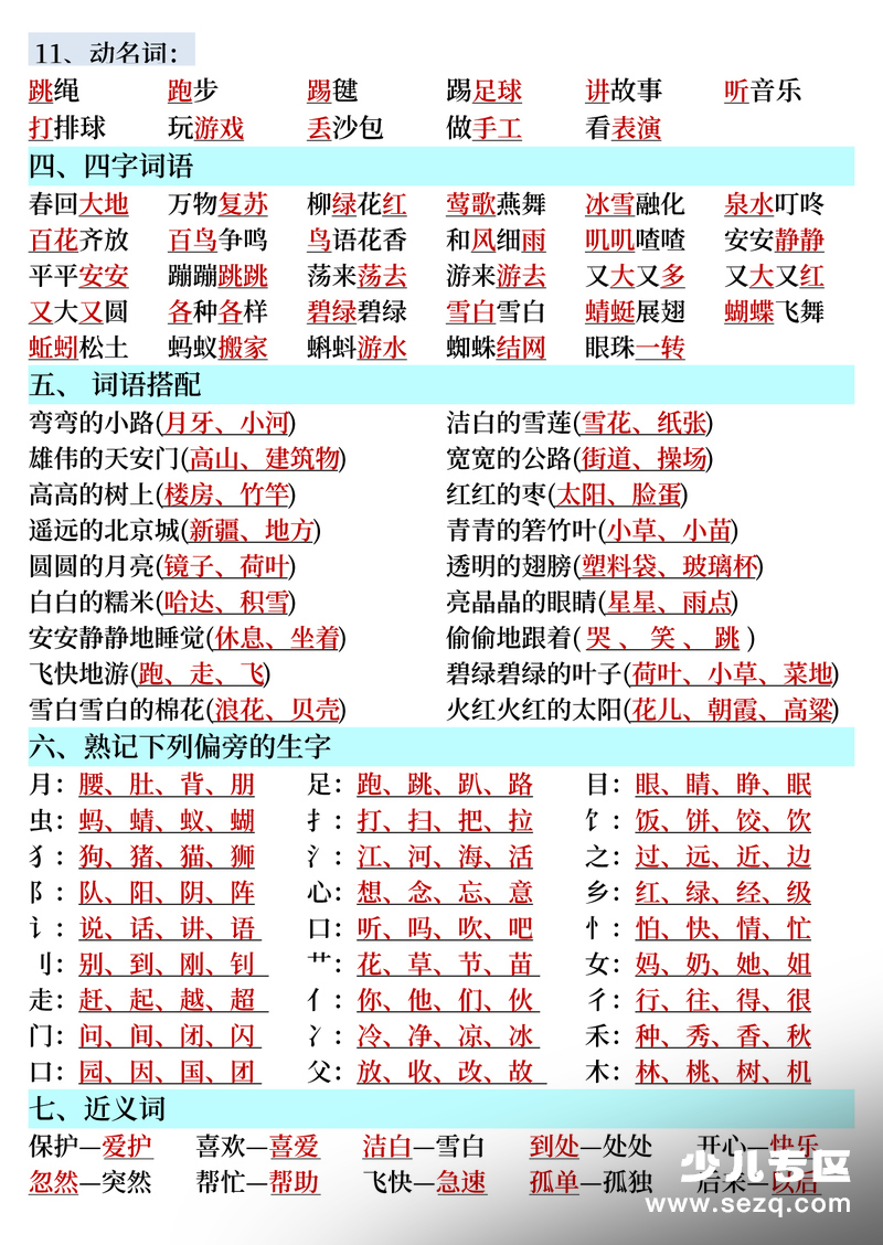 2026年春季一年级下册语文期末复习全册知识点汇总（含练习） - 文档资源第3张