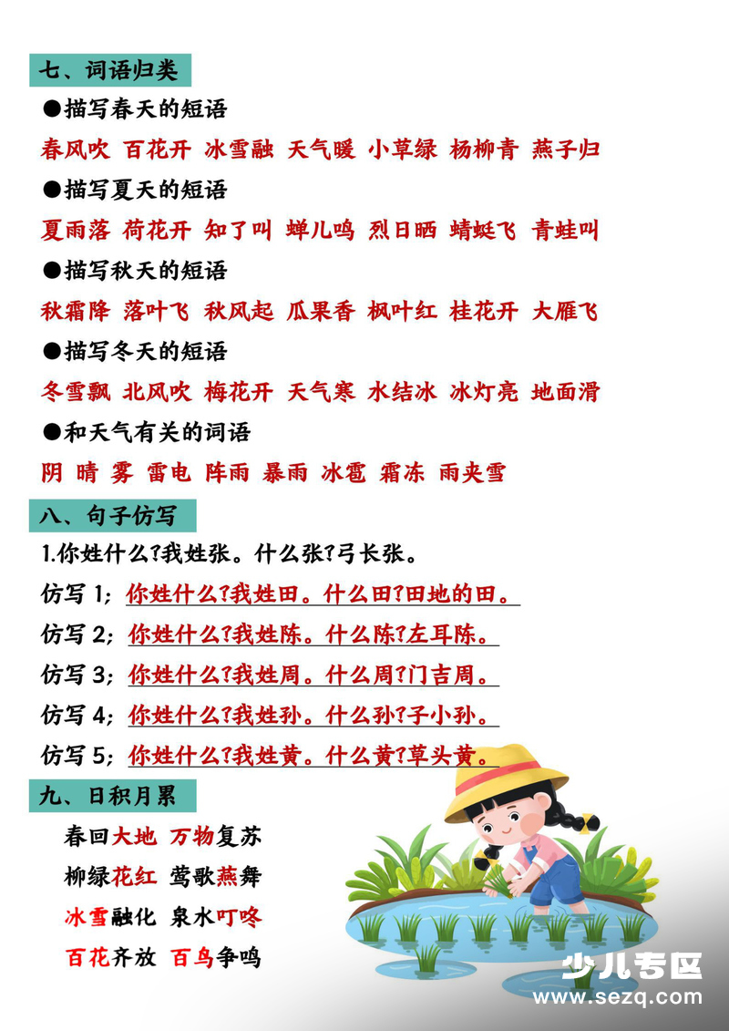 新一年级下册语文期末复习核心考点汇总 - 文档资源第3张