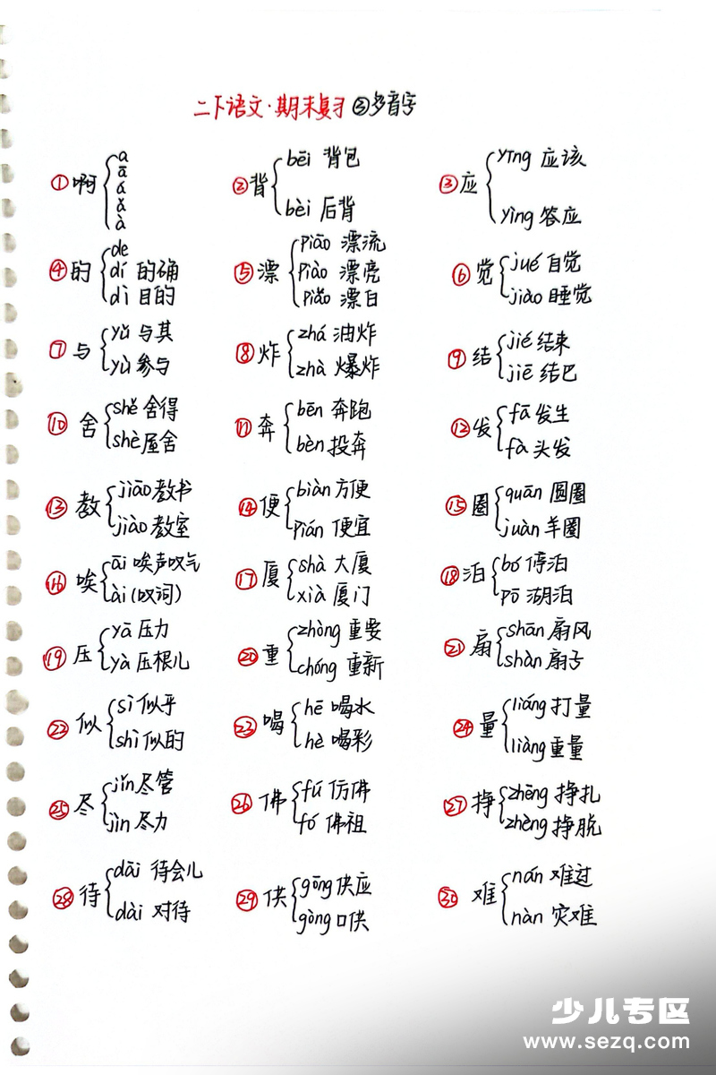 二年级下册语文期末复习高频考点专项 - 文档资源第2张