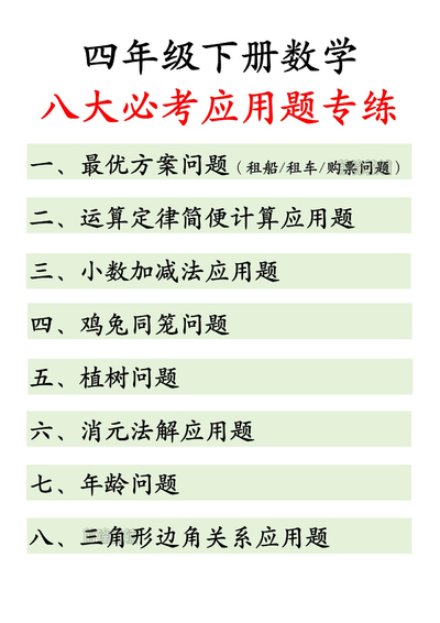 2025年四年级下册数学期末八大必考应用题专项训练（含答案）（17页） - 少儿专区