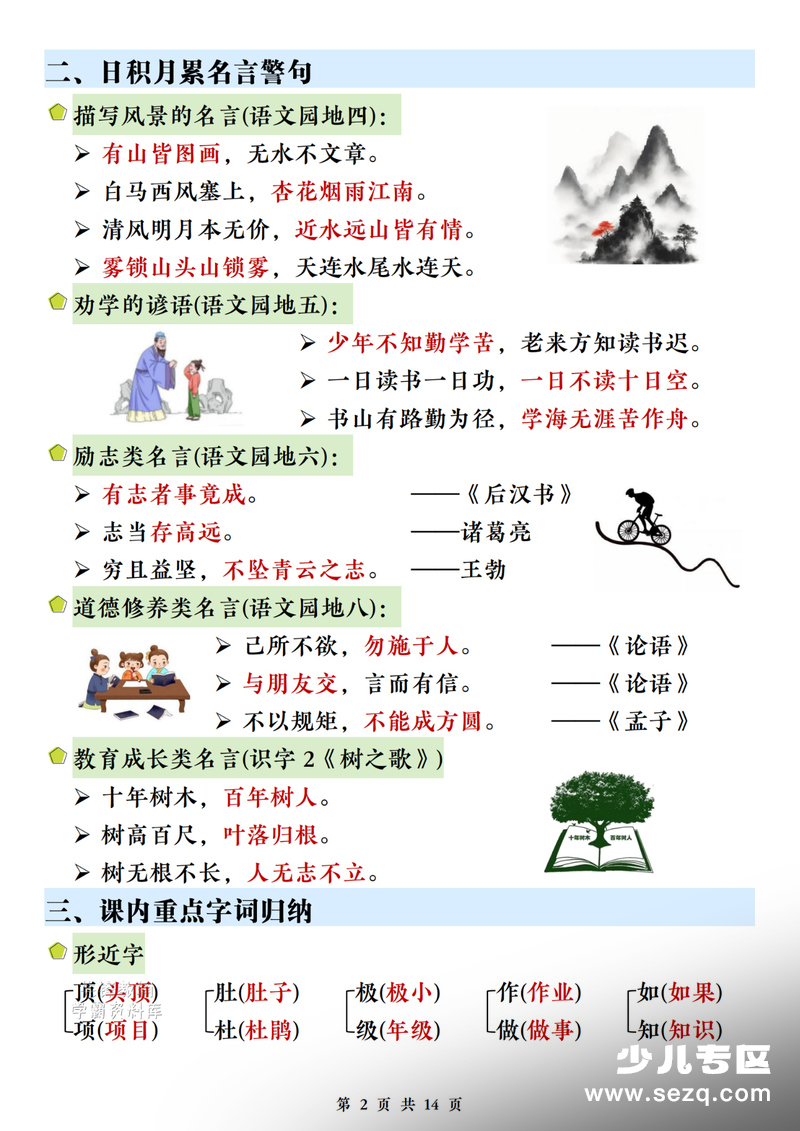 2026年新版一升二二年级上册语文暑假预习全册知识点汇总 - 文档资源第2张
